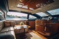 Luxury interior of a cruise ship with a view of the sea