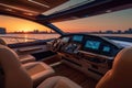 Luxury interior of a cruise ship with a view of the sea