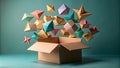 AI-Generated Origami Explosion Royalty Free Stock Photo