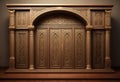 an ornate wooden door with carvings on it