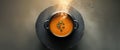 Overhead View of a Pot of Orange Soup on a Dark Surface Royalty Free Stock Photo