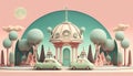 Pastel Dreamscape: A Wes Anderson-Inspired Earthscape, Made with Generative AI Royalty Free Stock Photo