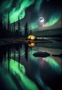 Serene Camping Under Northern Lights, Made with Generative AI