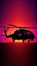 Helicopter Silhouette against Sunset Sky, Made with Generative AI