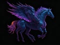 Pegasus animal abstract stallion wallpaper. Contrast background mythical horse with wings in vivid colors. Ai Generated