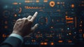 AI-generated Man Touching Holographic Data Screen Royalty Free Stock Photo