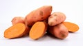 Healthy diet. Vegetables. Sweet potatoes on white background. Isolated