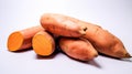 Healthy diet. Vegetables. Sweet potatoes on white background. Isolated