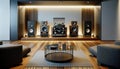 Modern Home Stereo Listening Room Audiophile Hi-fi Turntable Tower Speakers Component AI Generated Home Interior