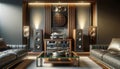 Home Audio Listening Room Audiophile Hi-fi Tower Speakers Media Components AI Generated Home Interior