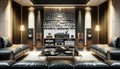 Modern Home Audio Listening Room Audiophile Hi-fi Tower Speakers Media Components AI Generated Home Interior