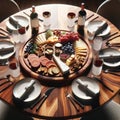 Charcuterie Board Display Home Entertaining Dining Snack Table Meat Cheese Platter AI Generated