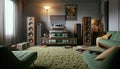 Retro Audiophile Hi-fi Vintage Home Stereo Room Tower Speakers Component AI Generated Home Interior