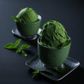 twin green tea ice cream on a table Royalty Free Stock Photo