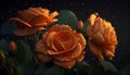 Orange Rose Garden in the Rain, Made with Generative AI