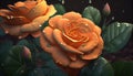 Orange Rose Garden in the Rain, Made with Generative AI