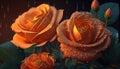 Orange Rose Garden in the Rain, Made with Generative AI