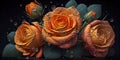 Orange Rose Garden in the Rain, Made with Generative AI