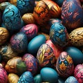 Photorealistic Easter egg species with highly detailed comic book and vexel art style seamless pattern by AI generated Royalty Free Stock Photo