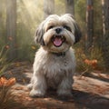 A photorealistic happy Shih Tzu dog in natural setting by AI generated
