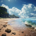 A photorealistic landscape background of sea setting by AI generated