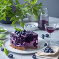 AI generated picture: bluberry cake with juice