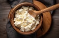 AI generated picture of a bowl of cottage cheese. Top view