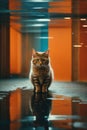 AI generated, Picture of a Cat with reflections