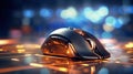 AI generated picture of a computer mouse with a colorful twinkle abstract light bokeh blurred background. Royalty Free Stock Photo