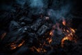 AI generated picture of glowing smoldering coals in the dark