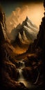 Ai generated picturesque mountain landscape with a stunning waterfall