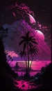 Ai generated picturesque sunset with palm trees in the foreground