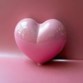 AI generated pink clay glossy heart on pink background. Decor. Valentine day. Generative AI