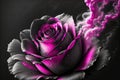 a pink rose with smoke coming out of it\'s petals on a black background by AI Generated