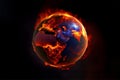 AI generated. Planet earth burning in fire with a focus on Africa Royalty Free Stock Photo