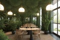 Ai generated a plant-filled dining room with natural ambiance