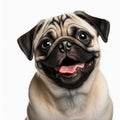 ai generated portrait of dog breed pug cute happy excited smiling