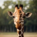 AI generated portrait image of a giraffe