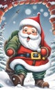 AI generated portrait sketch illustration of Santa Claus