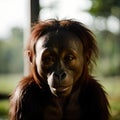 AI generated portrait of a young orangutan