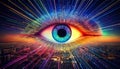 AI-Generated AI-Powered Cyber Eye Over Futuristic City â The Vision of Artificial Intelligence