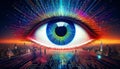 AI-Generated AI-Powered Cyber Eye Over Futuristic City â The Vision of Artificial Intelligence