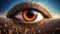 AI-Generated AI-Powered Cyber Eye Over Futuristic City â The Vision of Artificial Intelligence
