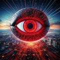 AI-Generated AI-Powered Cyber Eye Over Futuristic City â The Vision of Artificial Intelligence