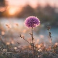 AI generated purple flower in field Royalty Free Stock Photo