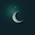 AI generated Ramadan Kareem background with crescent moon and stars, watercolor Royalty Free Stock Photo