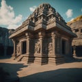 AI generated realistic image of an ancient temple structure in the UNESCO world heritage at Kailash Temple, Ellora, India