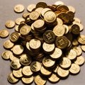 AI generated realistic image of a heap of gold coins