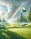 Golfing Well Manicured Golf Course Springtime Morning Sunrise Fairway AI Generated