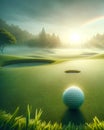 Golfing Well Manicured Golf Course Springtime Morning Sunrise Fairway AI Generated